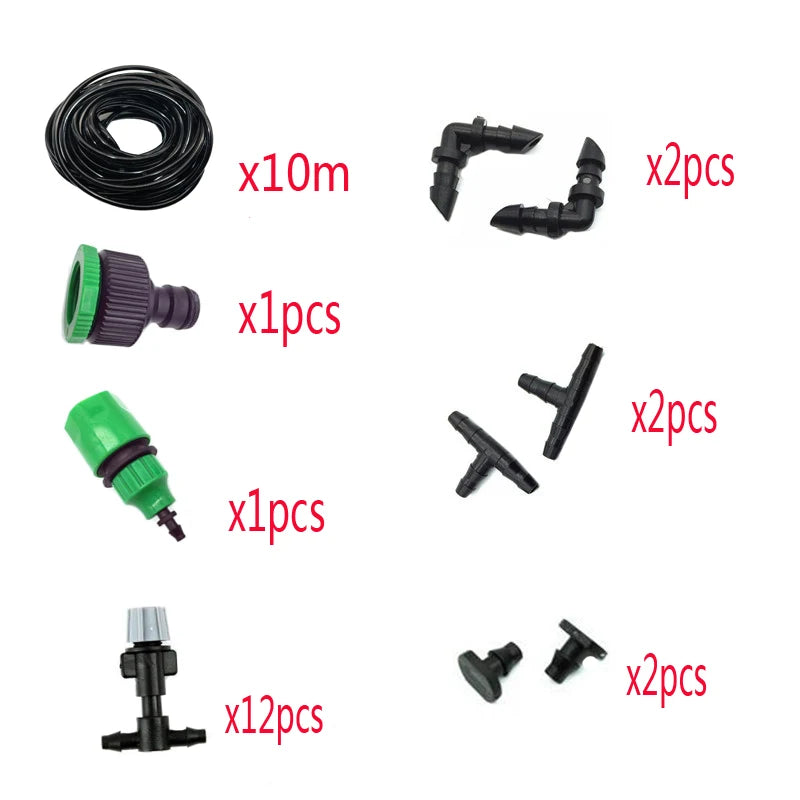 Dropshipping Fog Nozzles Micro Automatic Garden irrigation watering Kit 10m hose Gray spray head with 4/7mm tee and connector