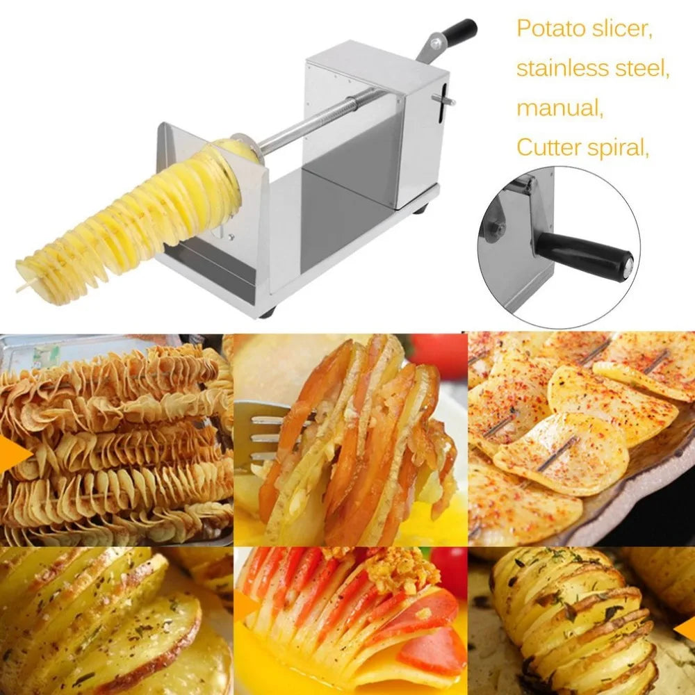 Professional Potato Slicer Stainless Steel Twisted Spiral French Fry Tornado PotatoTower Fruit Vegetable Cutter Kitchen Tool