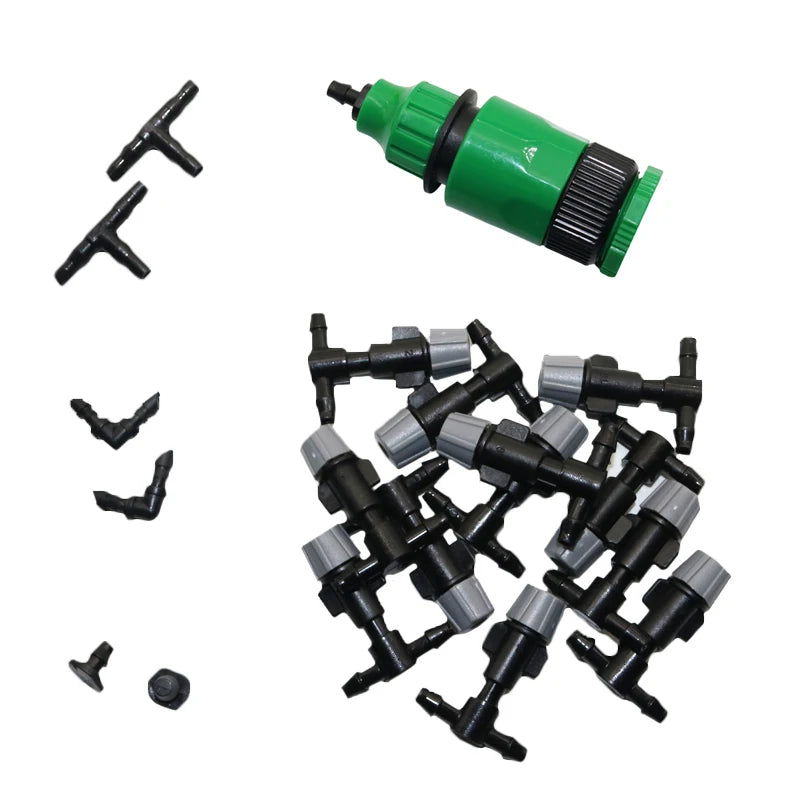 Dropshipping Fog Nozzles Micro Automatic Garden irrigation watering Kit 10m hose Gray spray head with 4/7mm tee and connector