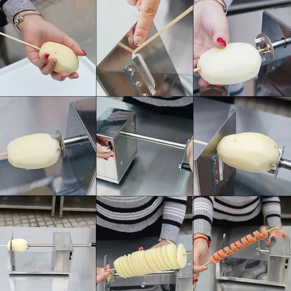 Professional Potato Slicer Stainless Steel Twisted Spiral French Fry Tornado PotatoTower Fruit Vegetable Cutter Kitchen Tool