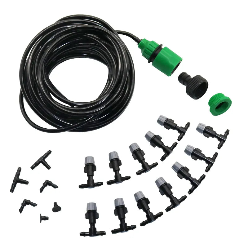 Dropshipping Fog Nozzles Micro Automatic Garden irrigation watering Kit 10m hose Gray spray head with 4/7mm tee and connector