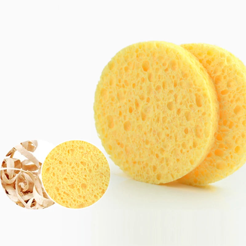 ShinBay 100pcs Natural Wood Pulp Sponge for Washing Facial Cleansing Pad Face Care Cellulose Sponge Puff Cleaner