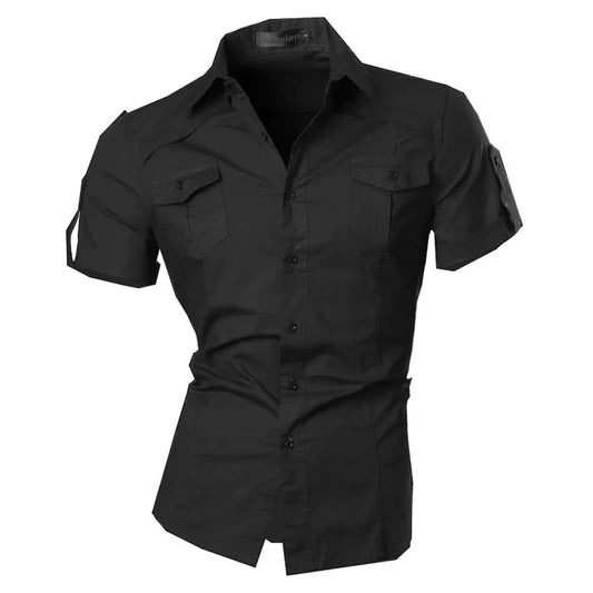 jeansian Men's Summer Short Sleeve Casual Dress Shirts Fashion Stylish K360