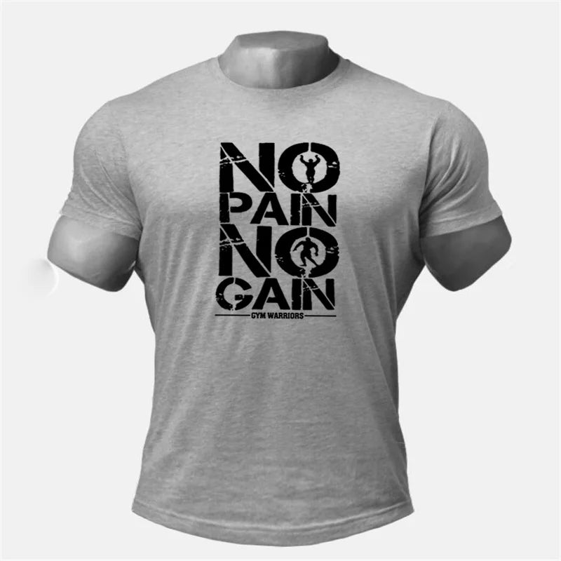 Muscle guys Brand Men's NO PAIN NO GAIN Gym T Shirts,Bodybuilding Fitness Workout Clothes Cotton T-Shirt