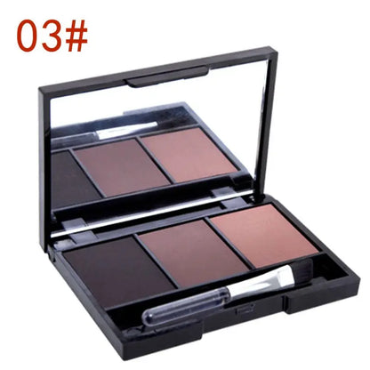 New Professional Kit 3 Color Eyebrow Powder Shadow Palette Enhancer with Ended Brushes