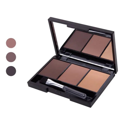 New Professional Kit 3 Color Eyebrow Powder Shadow Palette Enhancer with Ended Brushes