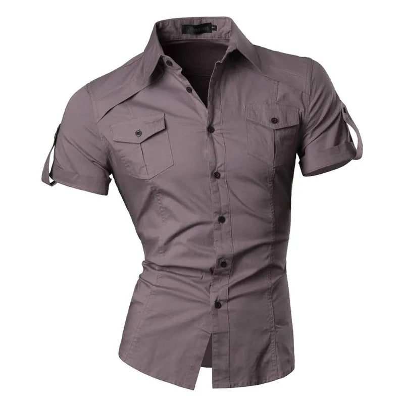 jeansian Men's Summer Short Sleeve Casual Dress Shirts Fashion Stylish K360