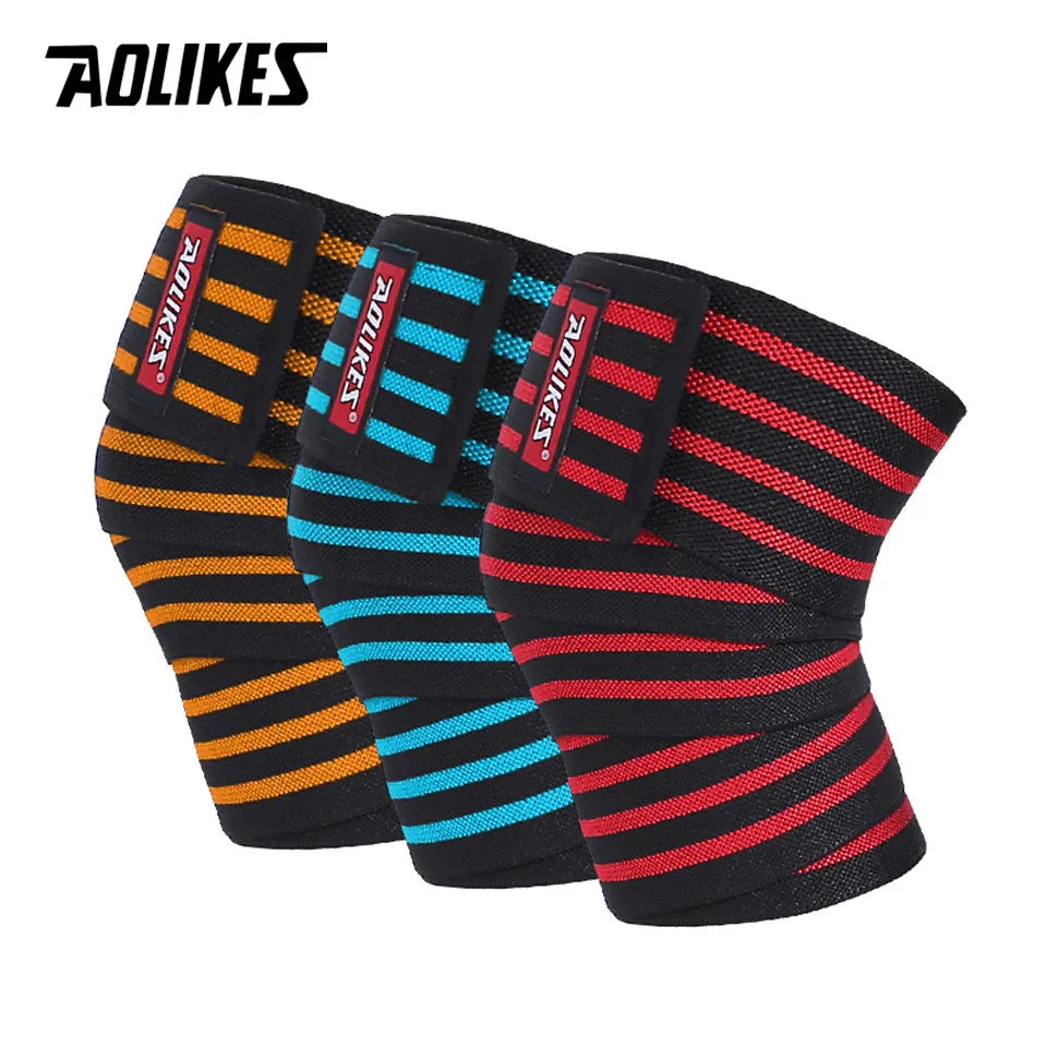 AOLIKES 1 Pair Knee Wraps Fitness Weight Lifting Sports Knee Bandages Squats Training Equipment Accessories for Gym