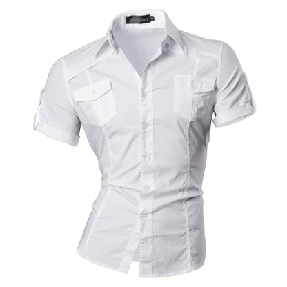 jeansian Men's Summer Short Sleeve Casual Dress Shirts Fashion Stylish K360