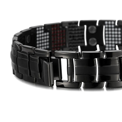 RainSo Male Bracelet Health Germanium Bracelet Charm Black Titanium Magnetic Therapy Bangles Unique Wristband Men Jewelry