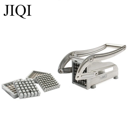 Stainless Steel French Fries Potato Strip Cutter Potatoes Chips Cutting Machine Tools Cucumber Hand Push Chopper Slicer 2 Blades