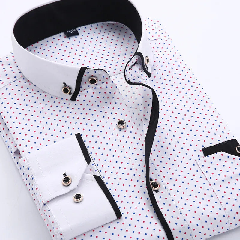 Big Size 4XL Men Dress Shirt 2023 New Arrival Long Sleeve Slim Fit Button Down Collar High Quality Printed Business Shirts MCL18