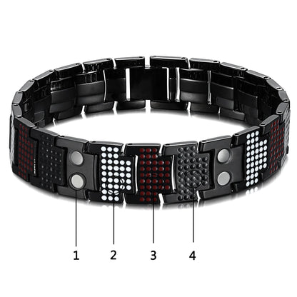 RainSo Male Bracelet Health Germanium Bracelet Charm Black Titanium Magnetic Therapy Bangles Unique Wristband Men Jewelry