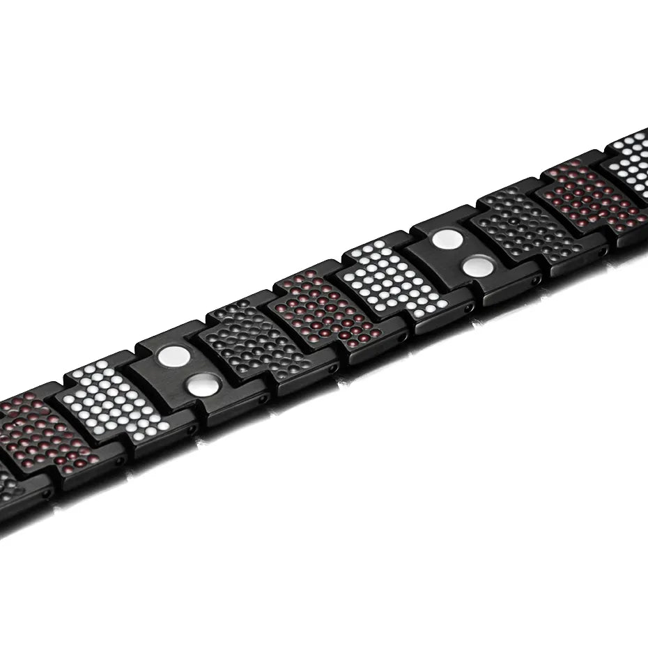 RainSo Male Bracelet Health Germanium Bracelet Charm Black Titanium Magnetic Therapy Bangles Unique Wristband Men Jewelry